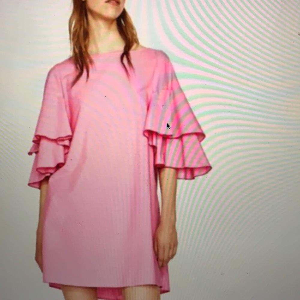 Zara basic pink ruffle sleeve dress xs